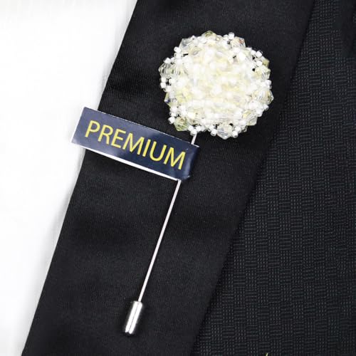 Image of Peluche Crystal Flower Brooch /Lapel Pin for Men