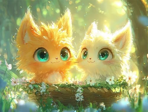 Diamond Painting Idéal Pour Décoration Grand Format Toile Animaux Mignons Foret Carré