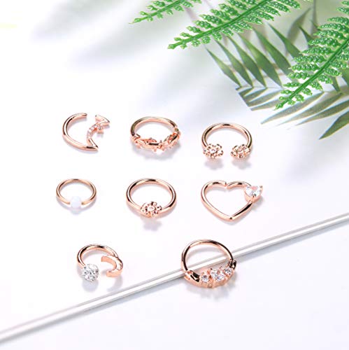 Orazio Rose Gold Tone Daith Earrings 16G Stainless Steel Cartilage Tragus Helix Rook Ear Lip Septum Piercing Body Jewelry #TOP1