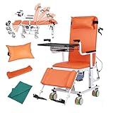 Hydrauli Lift Patient Lift Transfer Chair Transfer Lift Chair for Disabled Patient Lift Aid, Disabled and Elderly Care, Height Adjus,Angle Adjusts 180 Degrees to Sit Or Lie Down, Orange Color