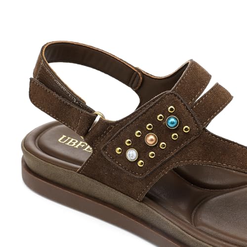 Image of UBFEN Womens Thong Sandals with Toe Loop Heel Strap for Beach | Dressy Casual Flat Flip Flops with Back Strap, Cushioned Footbed for Comfortable Summer Walking