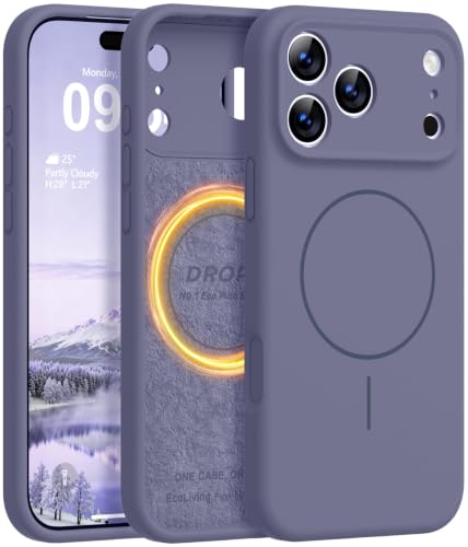 Vooii Magnetic for iPhone 18 Pro Case 6.3" Silicone, Lavender Grey