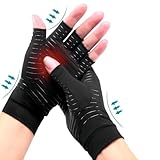 Ricbestlab 2 Pairs Copper Arthritis Gloves for Women Men, Fingerless Breathable & Moisture Wicking...