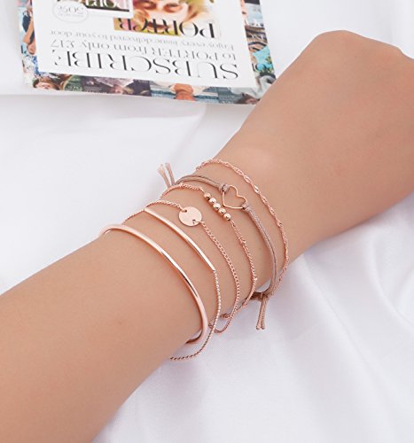 Layered Bracelet Set Assorted Beaded Bracelet Multiple Stackable Wrap Bangle Jewelry Adjustable2