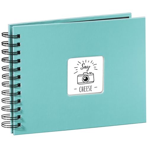 Hama | Álbum de Fotos con espiral para pegar y escribir (Álbum de fotografía de 10 x 15 cm, tamaño 24x17cm, con 50 hojas, papel cristal protector, fotos de 10x15 cm máximo 50 fotos) Color Turquesa