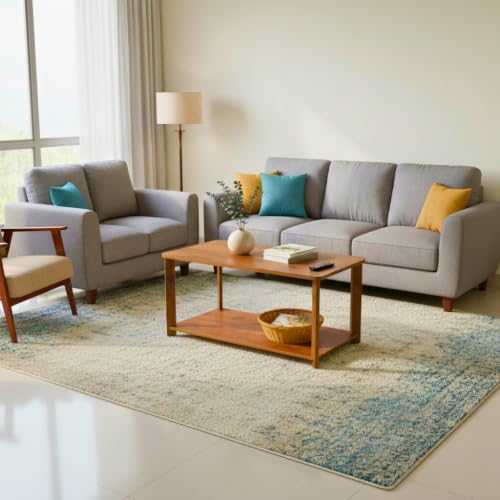 Image of InoSlashed Engineered Wood Center Table | Coffee Table for Living Room | Tea Table | Teapoy for Home | Living Room | Office with Storage Shelf (Grenada Pine)