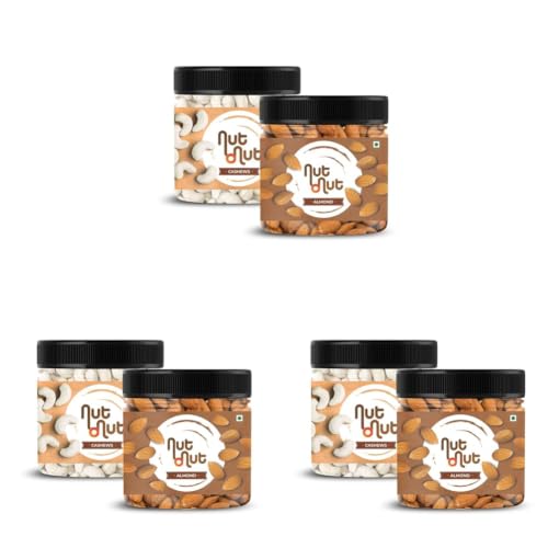Image of Nut O Nut California Dried Almonds & Whole Cashews Combo | Dry Fruit Combo 700 gm | Cashew Almond Combo | Healthy Snacks | Premium Nuts & Dry Fruits Pack 700 g(350g x 2)- Diwali Gift Pack (Pack of 3)