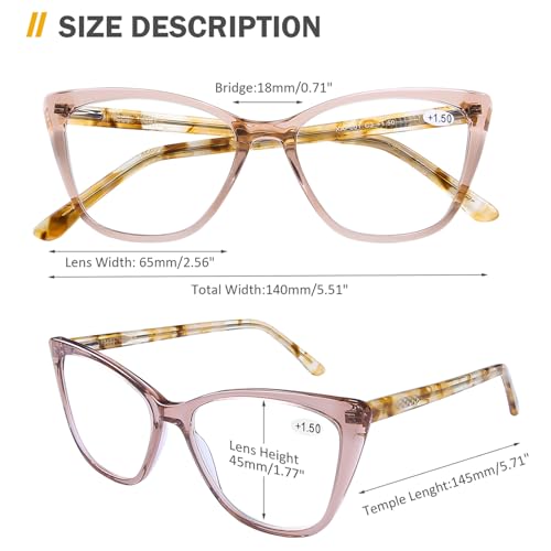 AQWANO Cat Eye Computer Reading Glasses Designer Blue Light Block Eyeglasses Readers