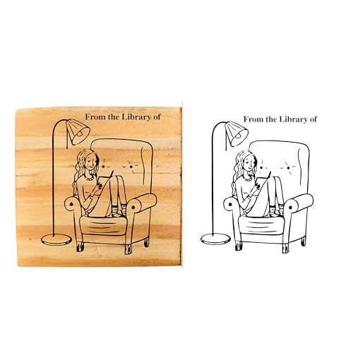 Image of Kunya Personalised Book Stamp with Your Name(3.5 cm Dia), customised for Stamping Books for Readers, Great Gift for booklovers, Kids, Teachers (Night Reader)