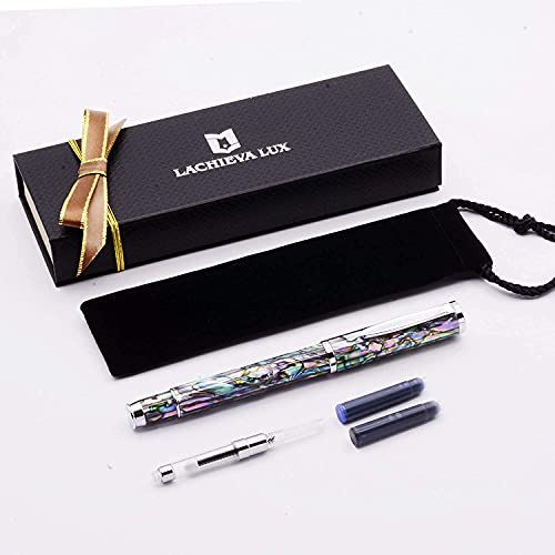 Lachieva Sea Shell Abalone Fountain Pen With Germany Schmidt Fine Nib. Luxury Pen For Every Holiday. Nice Writing Handmade Premium Pen Gift Set For Men And Women. #TOP5