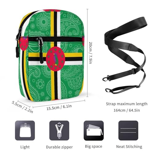 Dominica Paisley Flag Mini Crossbody Bag Anti-Theft Side Shoulder Bags Messenger Bag Unisex2