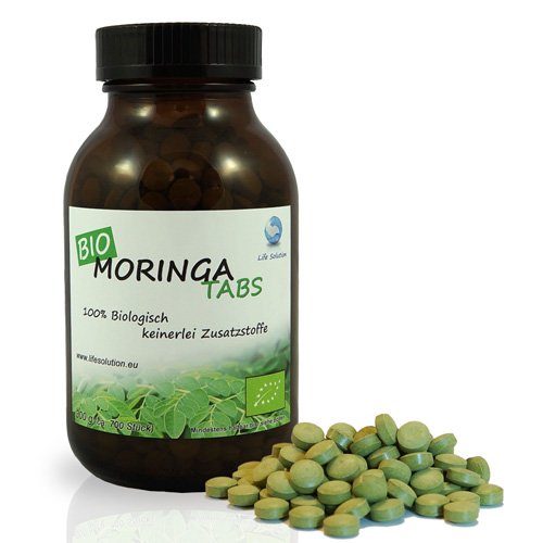Life Solution BIO Moringa Presslinge, 400mg Tabletten, 300g, ca. 750 Stück, reich an Vitaminen, Proteinen und Aminosäuren, Superfood, vegan Cover