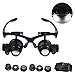 YEESEU 10X15X20X25X Double Lunettes Loupe Tête Portant des Loupes Casque avec Lumière LED pour Montre Réparation Bijoutier