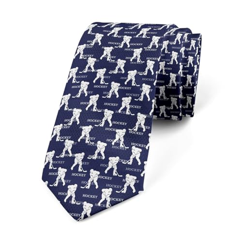 Feelyou Boys Ice Hockey Funny Ties Men Gift 3.1x57 Inch Hockey Pucks Player Funny Ties Men Gift Winter Sports Hobby Blue Tie Business Wedding Party Formal Fashion Teens Boys