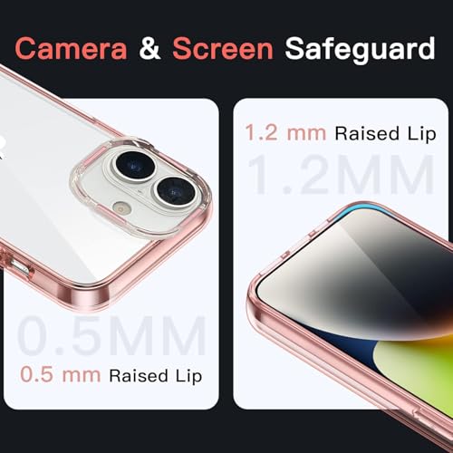 Image of VONZEE Translucent Clear Back Cover Compatible with (iPhone 16 Case)(2024), PC Shockproof Scratch Resistant, Non-Yellowing, Support Mag-Safe Wireless Magnetic Charging - Pink|6.1''