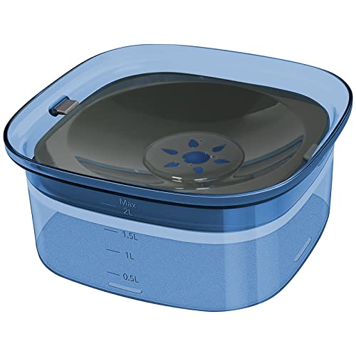 Bebedero Anti-Salpicaduras Dispensador de Agua Transparente ,Nivel de Agua Visible Bebedero Lento para Perros y Gatos pequeños, medianos y Grandes (Azul) Cover