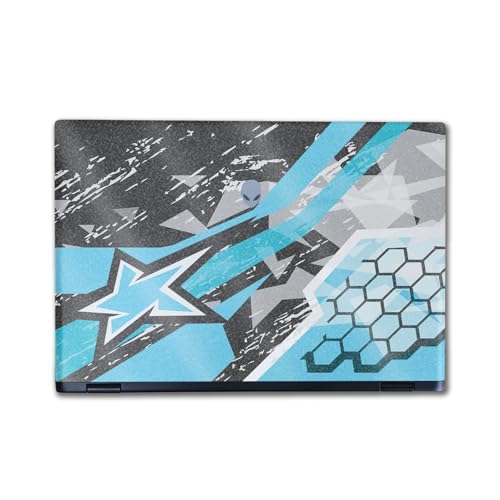Image of Glossy Glitter Laptop Skin Compatible with Alienware M16 R2 (2024) - Grunge Cyan - Premium 3M Vinyl Protective Wrap Decal Cover - Easy to Apply | Crafted in The USA by MightySkins