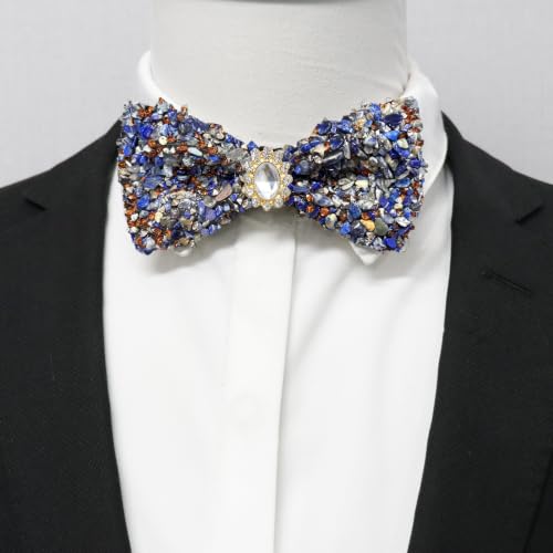 Image of Mens Rhinestone Bow Tie Pre-Tied Bow Ties for Men Adjustable Sparkle Sequin Bowtie Party Wedding