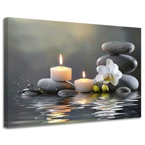 CGXLB Zen Stone Wall Art Candles & Orchid Painting Serene