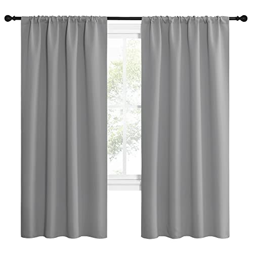 image for NICETOWN Silver Grey Blackout Curtains for Living Room - Triple Weave 