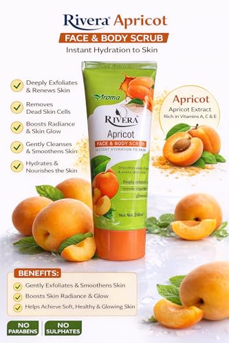 Image of LUXURY CREATION Rivera Face & Body Scrub Combo, Haldi Chandan & Apricot, Instant Hydration, Each 200ml, Pack of 2