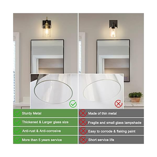 Dsmjfu black and gold wall sconces set of two bathroom sconce wall lighting set of 2modern glass bathroom wall light wall mounted light for bedroom living room hallway  urban country home decor