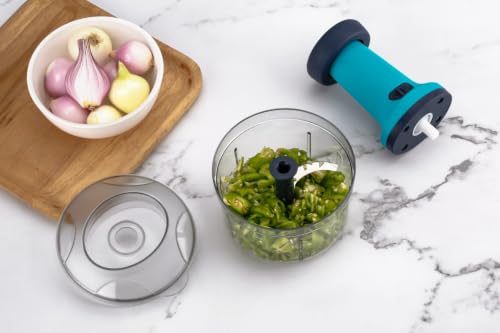 Image of Vegetable Chopper for Kitchen | Hand Chopper for Kitchen use Veg Cutter | Push Chopper 650ml Capacity | 3 Sharp Stainlee Steel Blades (Purple)