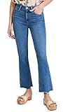 PAIGE Women's Claudine Flare Jeans, Seine w/Ragged Fray Hem, Blue, 33