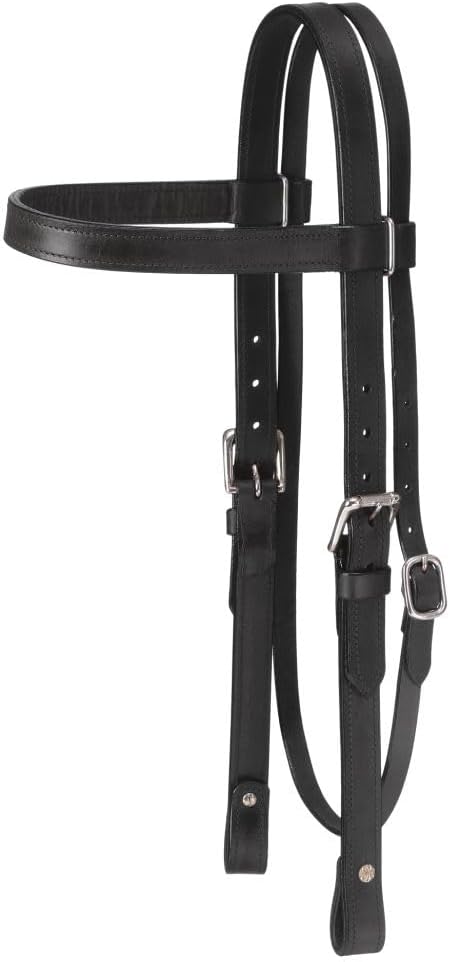 Tough 1 King Series Leather Draft Brwband Headstall Black