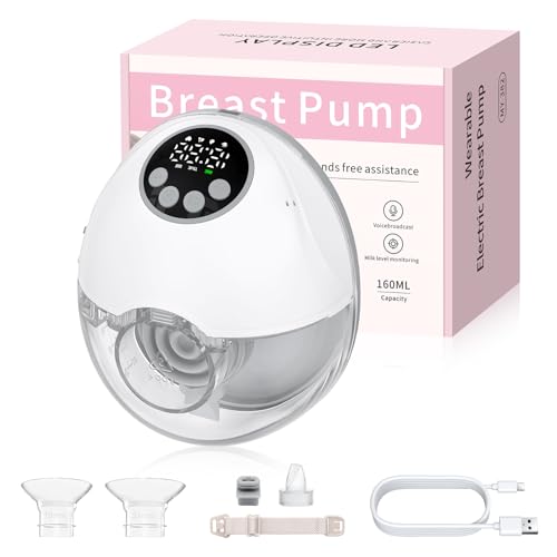 HOMGEN Sacaleches Eléctrico Manos Libres Portátil con Pantalla LED Extractor de Leche Materna Inalámbrico con 4 Modos y 12 Niveles Bomba de Lactancia Silenciosa Recargable para Casa Trabajo y Viaje