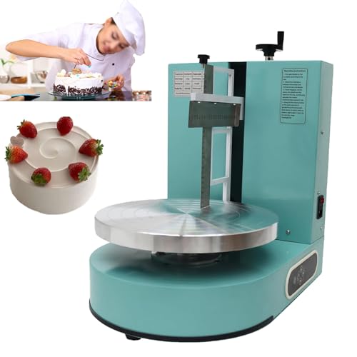Máquina de glaseado de pastel eléctrico, tocadisco de 13.7 pulgadas con cuchillas ajustables para recubrimiento de crema de mantequilla suace, control de velocidad de 20-150 RPM para panaderos y profe