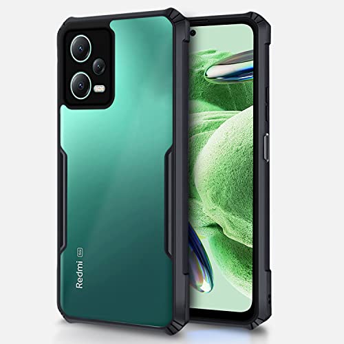 Image of Pikkme Poco X5 5G / Redmi Note 12 5G Back Cover | Crystal Clear Transparent Back | Ultra Hybrid | Full Camera Protection | Raised Edge | Bumper Back Case (Black)