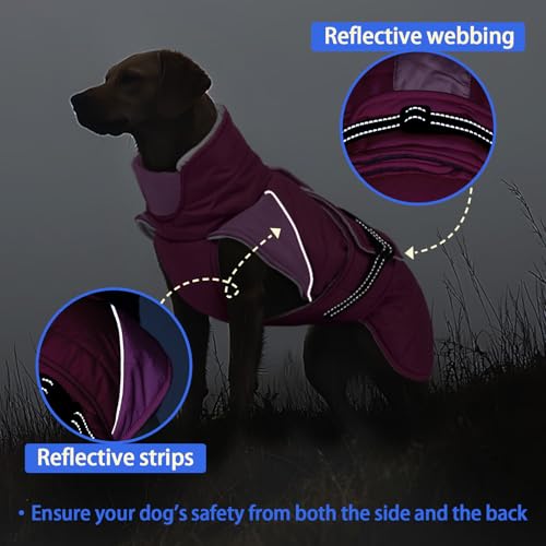 Image of MIGOHI Waterproof Dog Winter Coat - Thick Dog Fleece Jacket with Reflective Strips, Warm Winter Snowsuit Sweater for Small Dogs,Machine Washable,French Bulldog,M,Rosepink