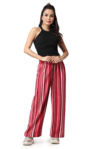 Image of POPWINGS Casual Floral Printed Loose Fit Trousers for Women || Summer Wear Women Trousers Stylish Pull-On Women Trousers || Comfortable Trousers for Regular Wear