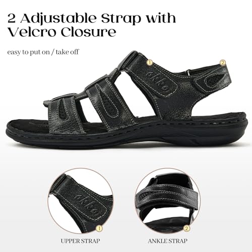 Image of OKKO Mens Leather Sandals Open Toe Athletic Fisherman Sandal Casual Summer Outdoor Shoes for Men