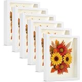 Tuanse 6 Pieces Shadow Box Picture Frame Square Shadow Boxes Display Cases for Sports Memorabilia Wedding Memories Crafts Pins Awards Medals Tickets and Photos(White,5 x 7 Inch)