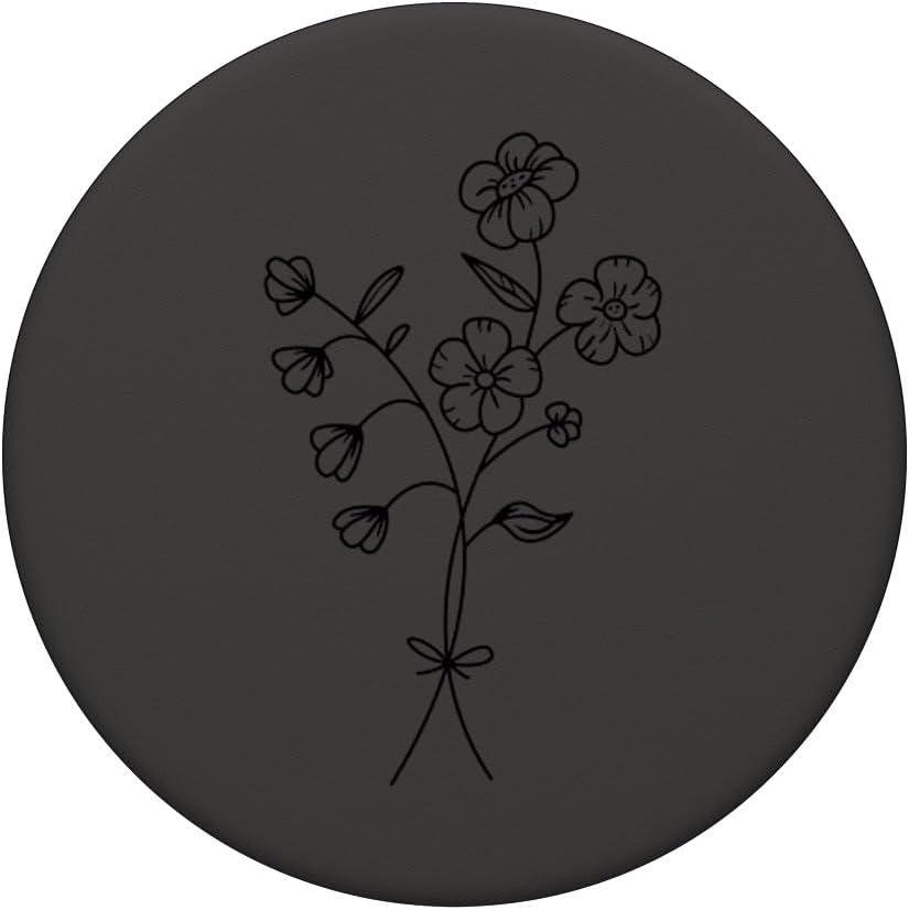 Black Gray Floral Flower Wildflower PopSockets Adhesive PopGrip - Image 3