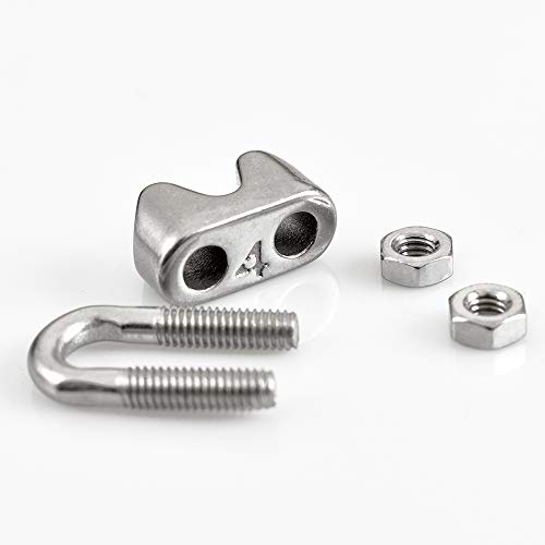 Cozihom 3/16 Inch M4 Wire Rope Cable Clip Clamp, 304 Stainless Steel, U Bolt Saddle Fastener, 25 Packs - Thumbnail 4
