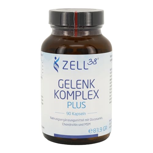 Zell38 Gelenk Komplex Plus, Glucosamin, Chondroitin, MSM und Hyaluronsäure für gesunde Gelenke, Knorpel, Beweglichkeit und körperliche Belastbarkeit, 90 Kapseln hochdosiert