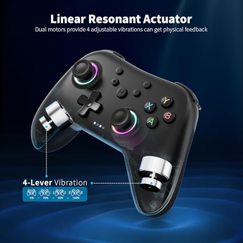 Image of AceGamer Aurora 2.4G Wireless Bluetooth Controller for Windows PC /Switch /Stem /iOS /Android,PC Gamepad Joystick with Hall Effect Joystick, Linear Resonant Actuator, Programmable Back Button (Black)