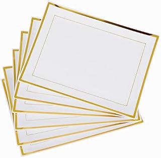 MATANA 6 White Plastic Serving Platters with Gold Border, Food Party Trays - 30x23cm - Buffets, Weddings, Birthdays, Christmas, Parties - Elegant, Sturdy & Reusable