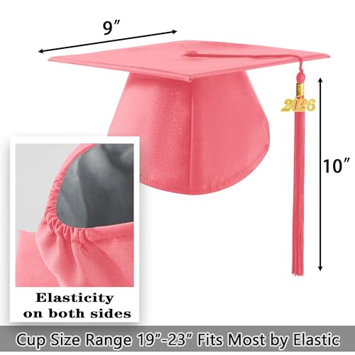 Image of 2026 Graduation Cap and Gown Matte Unisex for High School Bachelor | Heavyweight Matte Polyester, Zipper Closure, Adjustable Cap with 2026 Tassel, Sizes 39-60, Bulk Orders Available