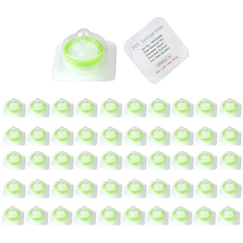 50 Pack Syringe Filter Sterile PES Hydrophilic Filtration 0.22um Pore Size, 33mm Membrane Diameter High Throughput Sterile Individually Packed by Labfil Cover