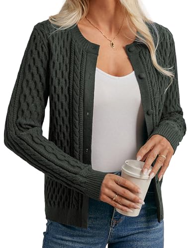 GRACE KARIN Women Cable Knit Cardigan Green, 2025...