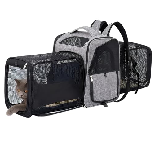 ペットリュック 猫犬兼用 ダブル拡張型 大容量 折りたたみ 快適な空間 小/中/大型犬全対応 旅行/通院/災害避難に最適 お出かけバッグ コンパクト収納 耐荷重10kg