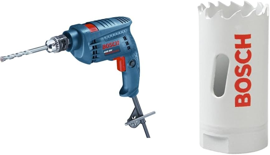 Bosch GSB 501 Corded Electric Impact Drill, 500 W, 10 mm Chuck, Spindle 3/8"- 24 UNF, Forward/Reve