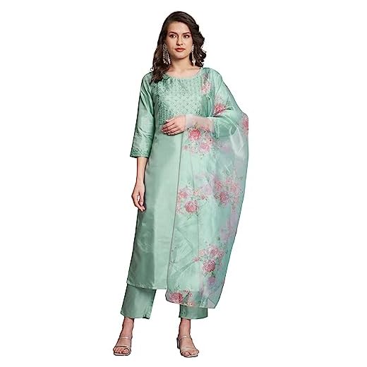 VredeVogel Silk Blend Embroidered Kurta Pant Set with Dupatta