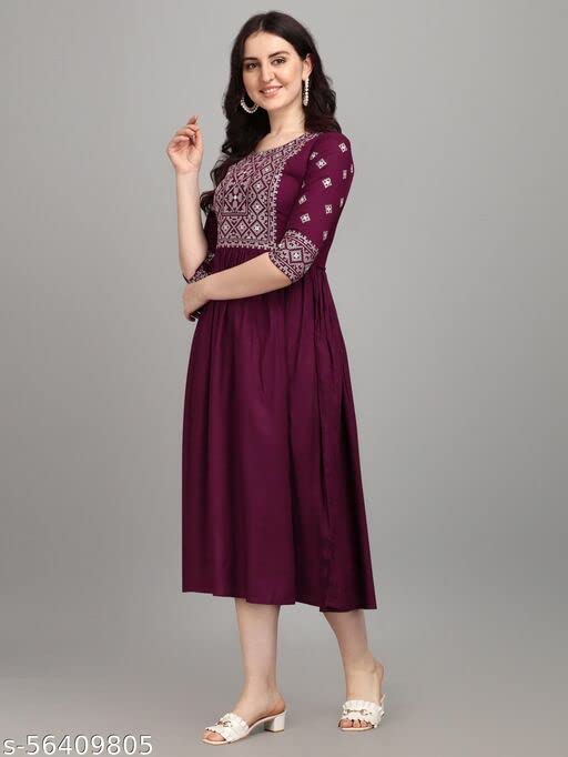 Image of Shreeji Garment Anarkali Kurti for Stylish Women /Designer Rayon Embroidered Women Kurta