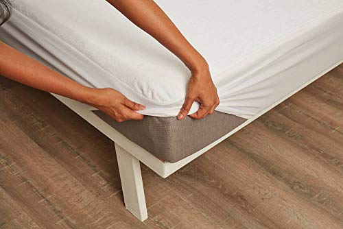 Image of Wakefit 100% Waterproof Premium Cotton Mattress Protector | Breathable and Hypoallergenic Ultra Soft Fitted Bed Protector 72 inchx42 inch - Single, White