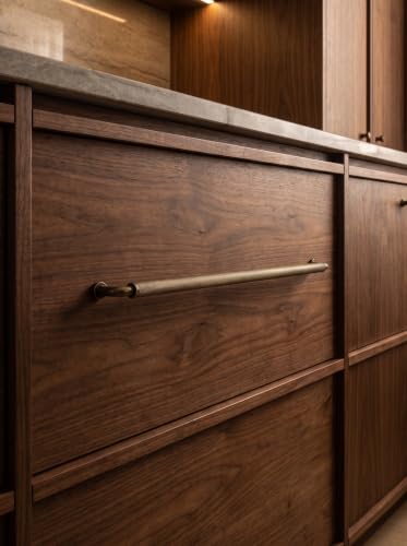 Image of Goo-Ki Antique Brass Knurled Bar Cabinet Pulls 18 Inch Hole Centers 6 Pack